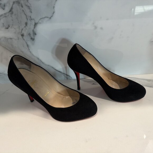 Christian Louboutin Shoes - CHRISTIAN LOUBOUTIN Black Suede Platform Pumps